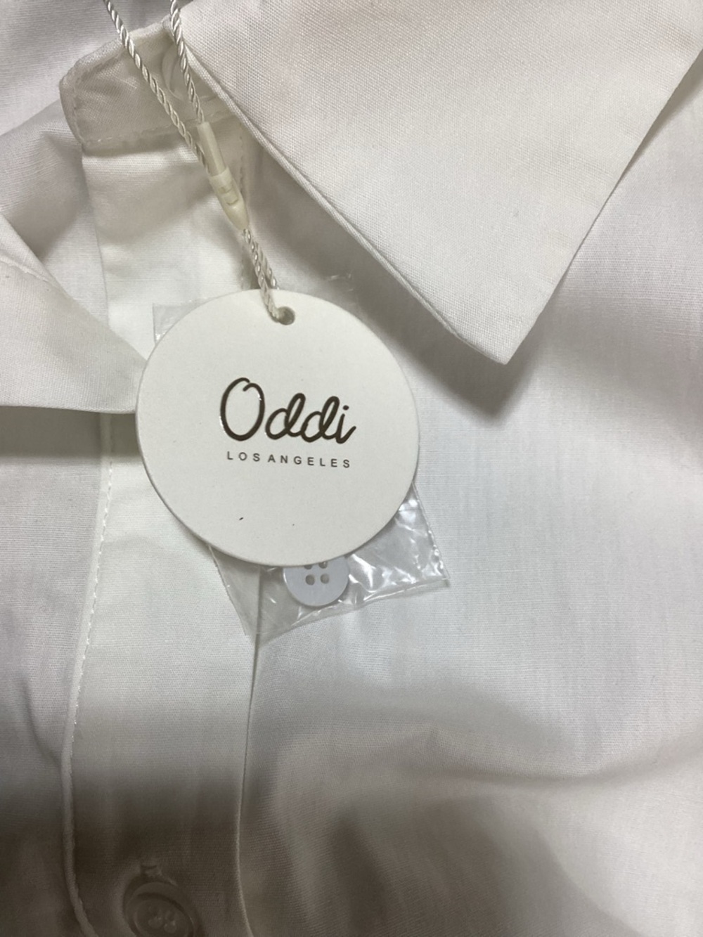 White Short Sleeve Mini Shirt Dress with Smocked Waist - Picture 8 of 12